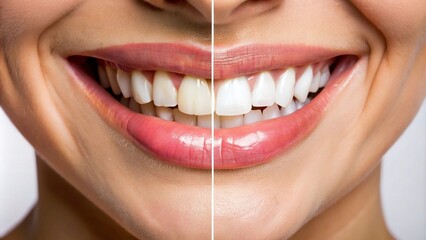 Woman's Teeth Before And After Whitening
