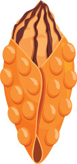 Cartoon illustration of a delicious bubble waffle with chocolate cream filling, a popular street food snack