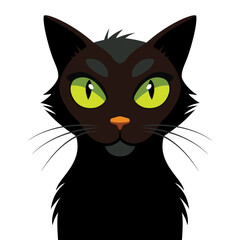 Captivating Close-up of a Black Cat with Striking Green Eyes