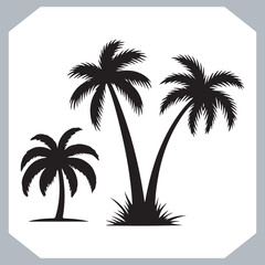 Logotype black simple palm tree vector silhouettes, Palm Trees Silhouette, Coconut Tree Silhouette on white background
