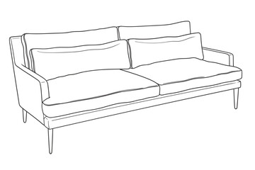 Soft sofa isolated on white background. Furniture item for home, hotel and office.