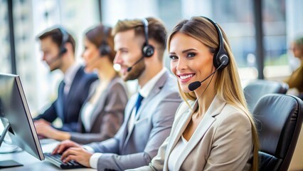 Female Customer Services Agent In Call Center

