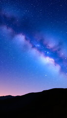 Fototapeta premium Milky way panorama banner background with blue and purple colors isolated with white highlights, png