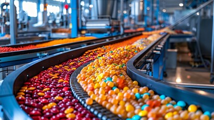 conveyor belt in a candy factory