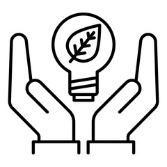 Vector icon of Energy Saving. This icon depicts hands holding a lightbulb, symbolizing energy conservation and eco-friendly practices. Ideal for energy-saving campaigns and green living initiatives.