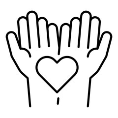 Vector icon of Handmade. This icon shows two hands with a heart, representing handmade and lovingly crafted products. Great for crafts, eco-friendly products, and artisanal items.