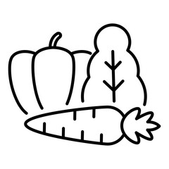 Vector icon of Organic Food. This icon illustrates vegetables, promoting organic farming and food choices. Ideal for food packaging, agriculture, and eco-friendly products.