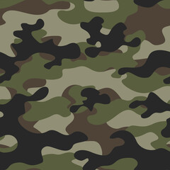army camouflage pattern vector seamless texture, modern military print background, hunting forest design