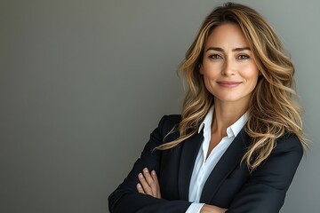 Elegant Woman in Black Blazer Smiling Portrait