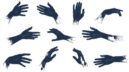 Obraz premium Set of Hand Gestures in a Dark, Artistic Style.