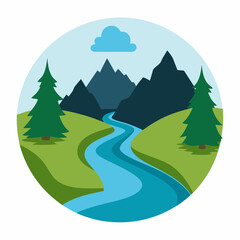 River silhouette vector illustration on white background