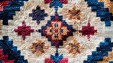 Vintage woven fabric with ethnic geometric motifs