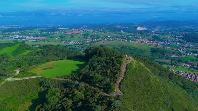 View of the Mogro Estuary and the Liencres Natural Park from La Picota mountain in the Liencres mountain range. Municipality of Pi&eacute;lagos. Cantabrian Sea. Cantabria. Spain. Europe