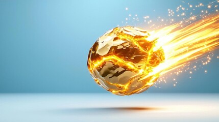 A photostock images of a fiery meteor crashing down on the ground creating an impact on a clean white background High Quality