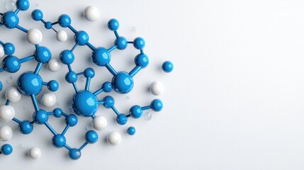 A photostock images of molecular structures and chemical compounds glowing in a blue hue on a clean white background High Quality