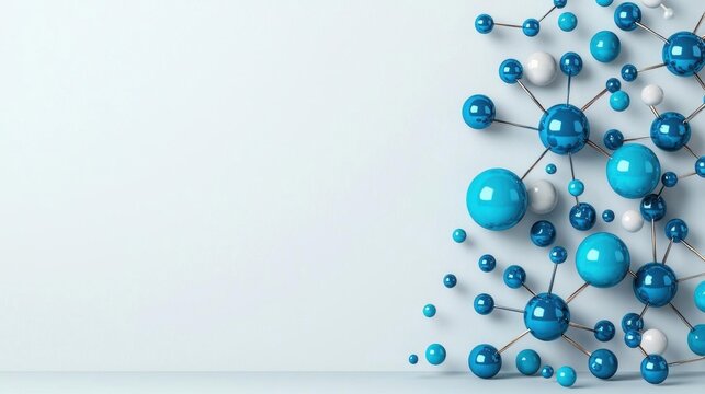 A photostock images of molecular structures and chemical compounds glowing in a blue hue on a clean white background High Quality