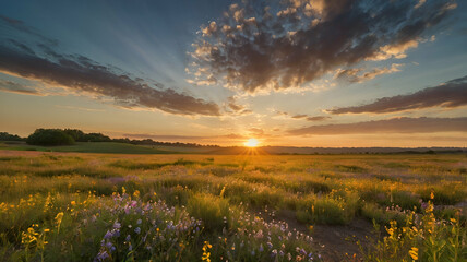 sunset in the field