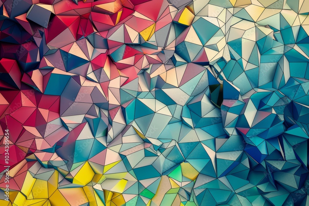 Aufkleber a vibrant and dynamic abstract design showcases an intricate arrangement of geometric shapes in red,