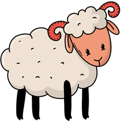 cute PNG doodle of farm animal for nursery prints, cards, signs, stickers, posters, banners, etc.