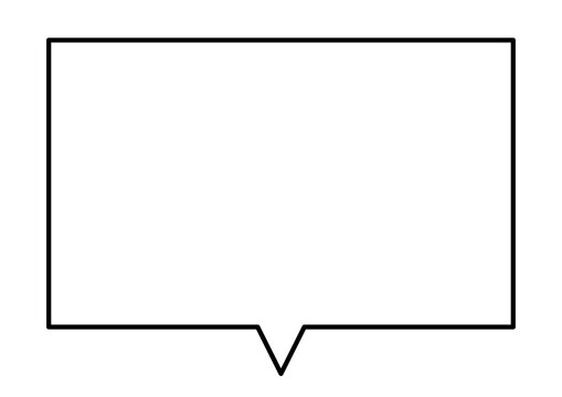 吹き出し　四角　白　黒縁　ベクター　シンプル　単体