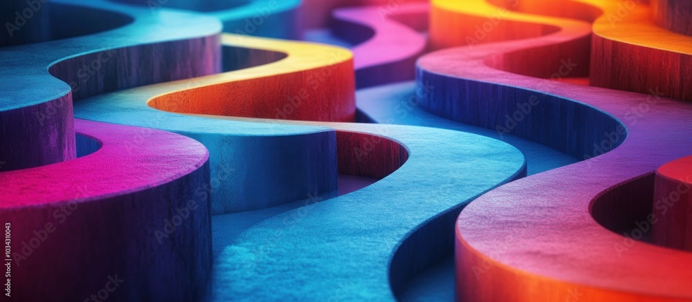 Poster abstract background with wavy shapes and colorful gradient.