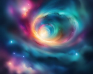 Fototapeta premium Cosmic Watercolor Galaxy - A dreamy, star-filled galaxy with swirling watercolor hues