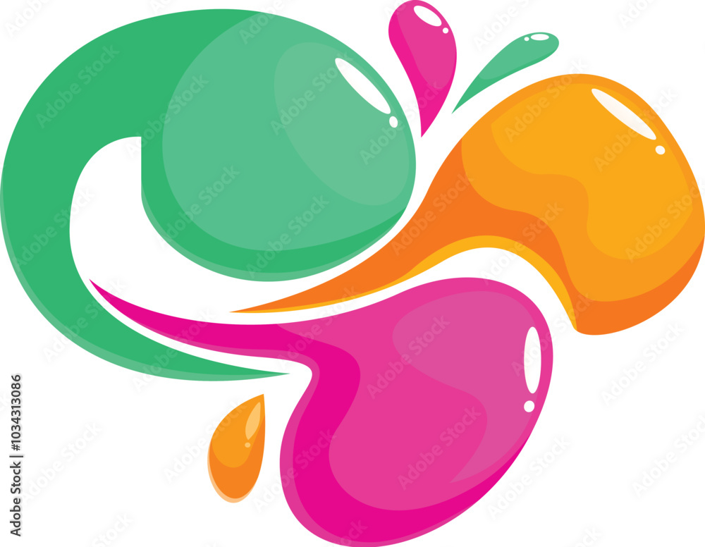 Poster abstract colorful design element with glossy paint splashes forming a dynamic shape
