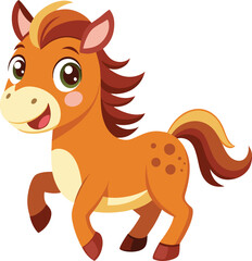 Cute Orange Pony Cartoon Illustration 
