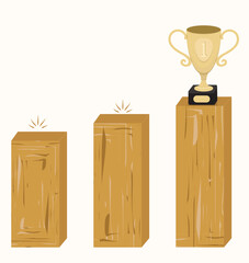 Award Ceremony Podium with Number One Trophy