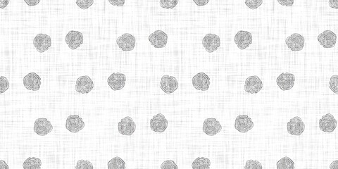 Seamless french taupe floral farmhouse linen printed fabric background. Light mottled grey cottage pattern. Shabby chic woven 2 tone cloth effect. Textile rustic organic ecru neutral all over print.