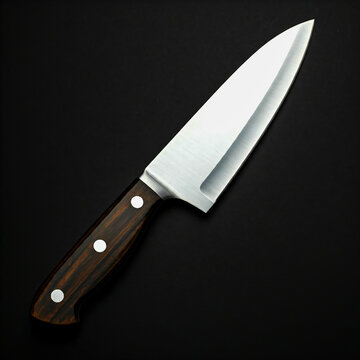 A sleek, sharp stainless steel kitchen knife with a polished wooden handle, ideal for precision cutting and durability in professional and home kitchens alike.