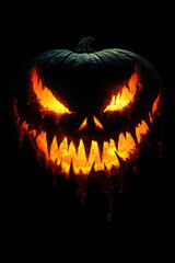 Fototapeta premium Eerie Jack-o'-lantern on Black Background