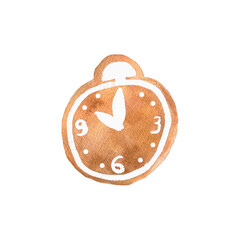 gingerbread Christmas clock Christmas baking holiday cookies with icing watercolor composition isolated on white background base for cards textile tableware