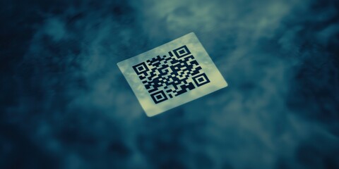 QR code hovers dark blue green background