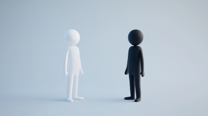 Black and White Stick Figures Standing Opposite Each Other.