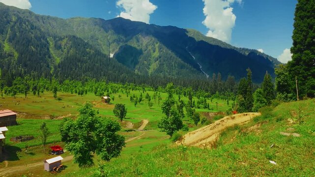 View of the Arang Kel village in Neelum valley from a nearby hill in Azad Kashmir, Pakistan