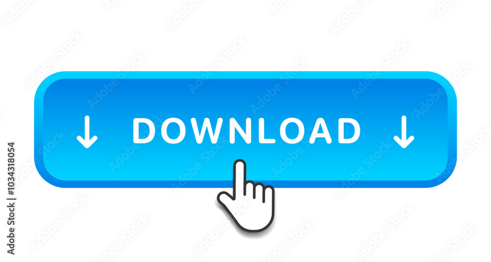Fototapete 3D download button icon. Upload icon. Down arrow bottom side symbol. Click here button. Save cloud icon push button for UI UX, website, mobile application.