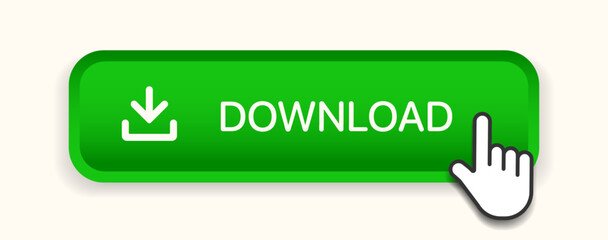 3D download button icon. Upload icon. Down arrow bottom side symbol. Click here button. Save cloud icon push button for UI UX, website, mobile application.