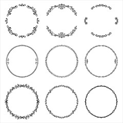 round frames in doodle style. a sketch of round patterns for the decoration of the text