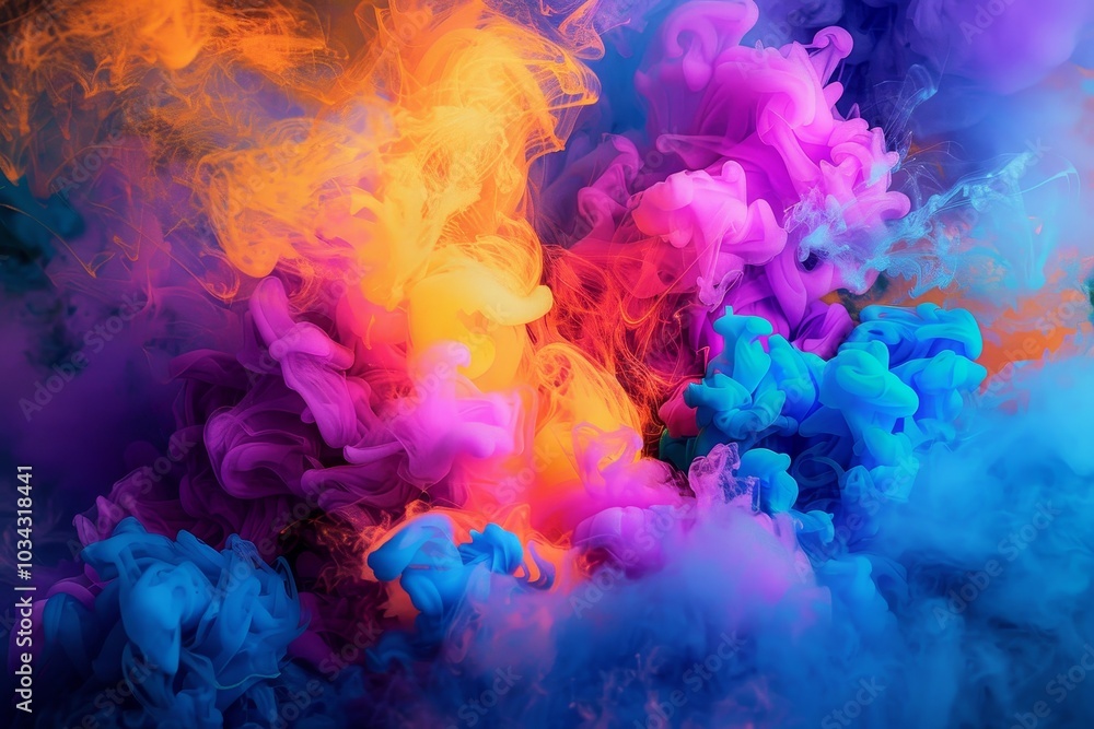 Poster the artwork features an explosion of colorful smoke in vivid shades, blending seamlessly as it forms