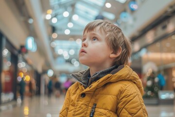 Fototapeta premium Autistic Child Navigating a Busy Shopping Mall