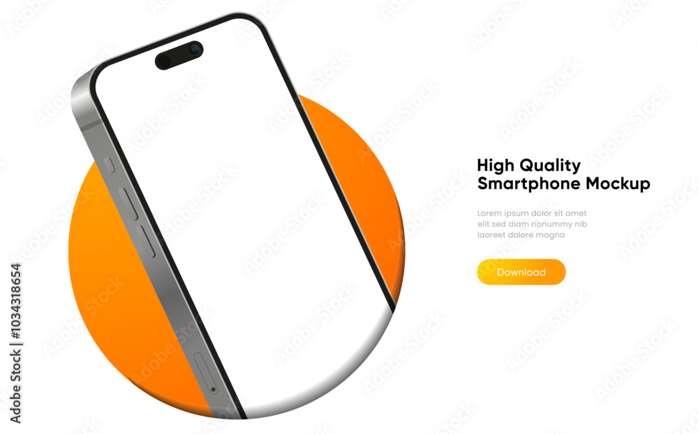 Poster Realistic smartphone mockup. Mobile phone vector with isolated on white background. Device front view. 3D mobile phone with shadow. Realistic, high quality smart phone mockup for ui ux presentation.