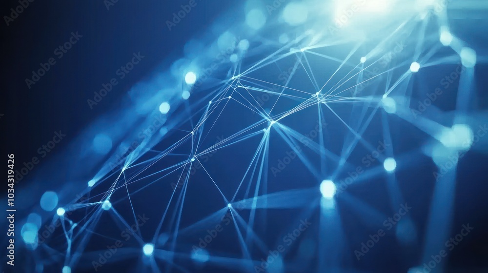 Aufkleber abstract blue network with glowing points and lines
