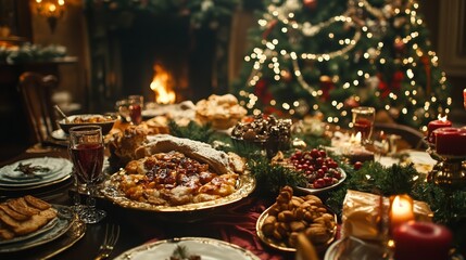 Naklejka premium christmas dinner --ar 16:9 --stylize 250 --v 6.1 Job ID: 084b1d8f-1be5-4cbf-ae87-0926957cd64c