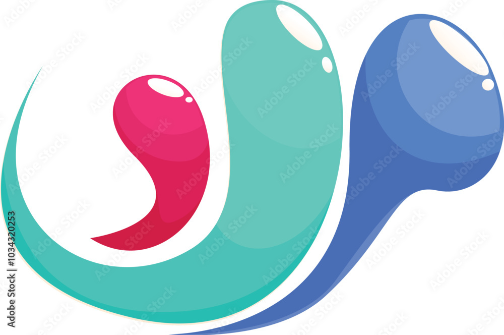 Poster three colorful abstract liquid shapes are forming a dynamic wave design