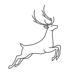 Deer illustration in linear style. Flat vector on white background