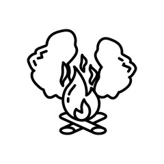 Fire Smoke Outline Icon, Vector illustration