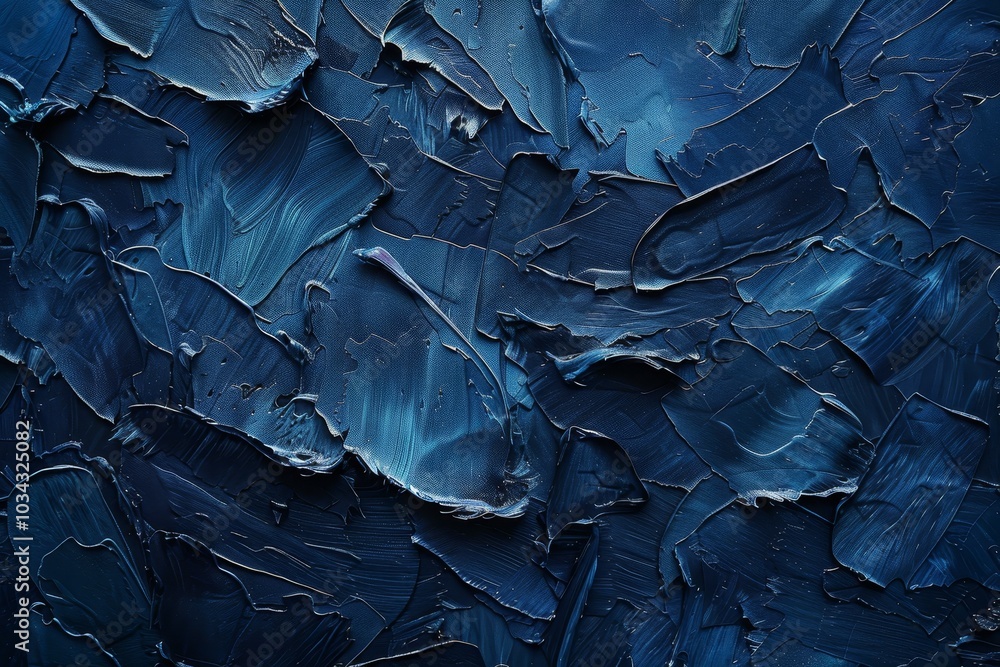 Poster the surface features a rich, dark blue texture with layered strokes of paint, creating depth and vis