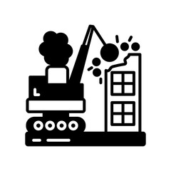 Destruction Pollution Glyph Icon, Vector illustration
