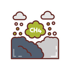 Landfill Gas Emissions Filled Icons , Vector illustration